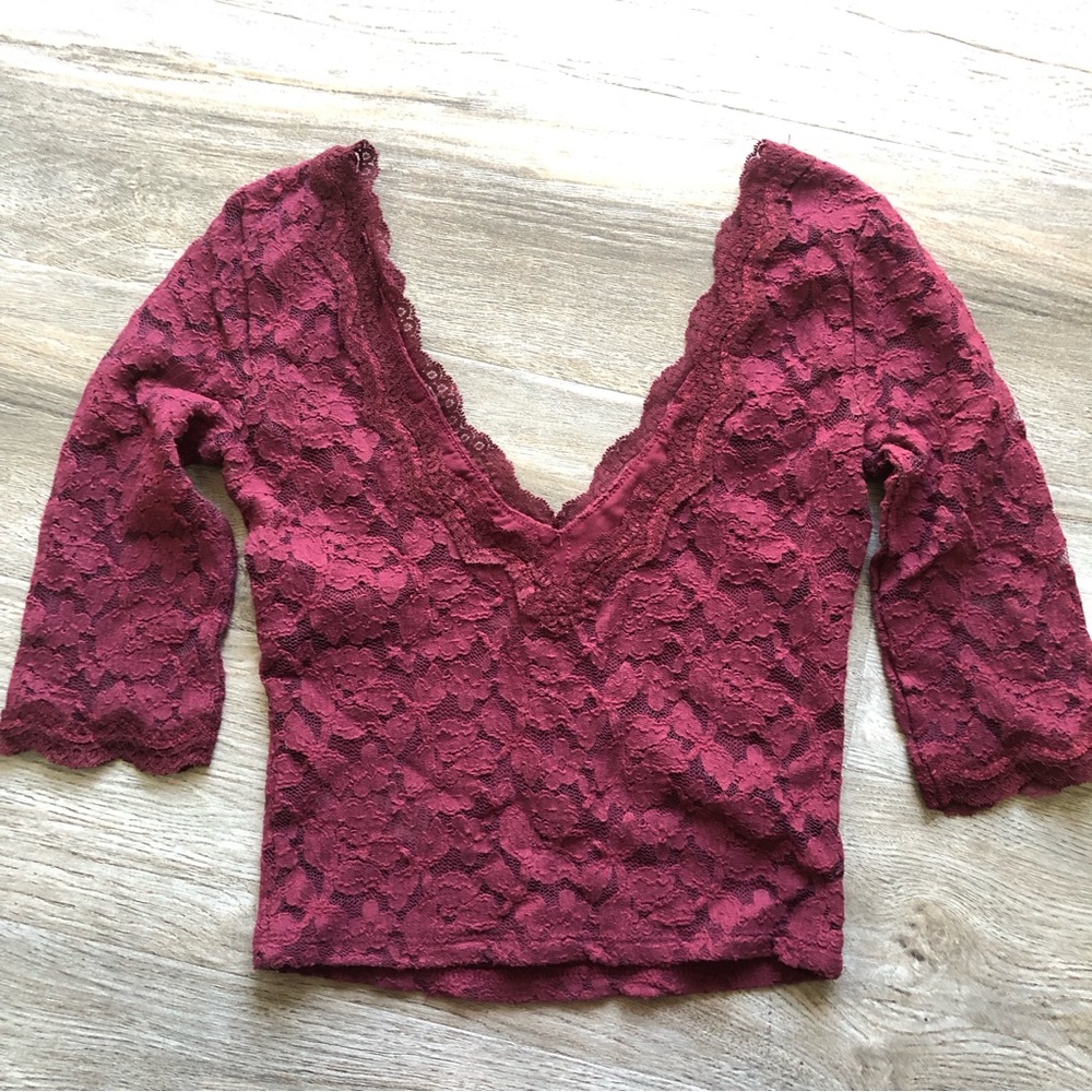 Burgundy Lace Top
